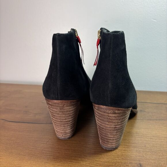 Boden Black Suede Stacked Heel Ankle Bootie Boots Women’s EU 37 US 6.5 - Picture 5 of 11